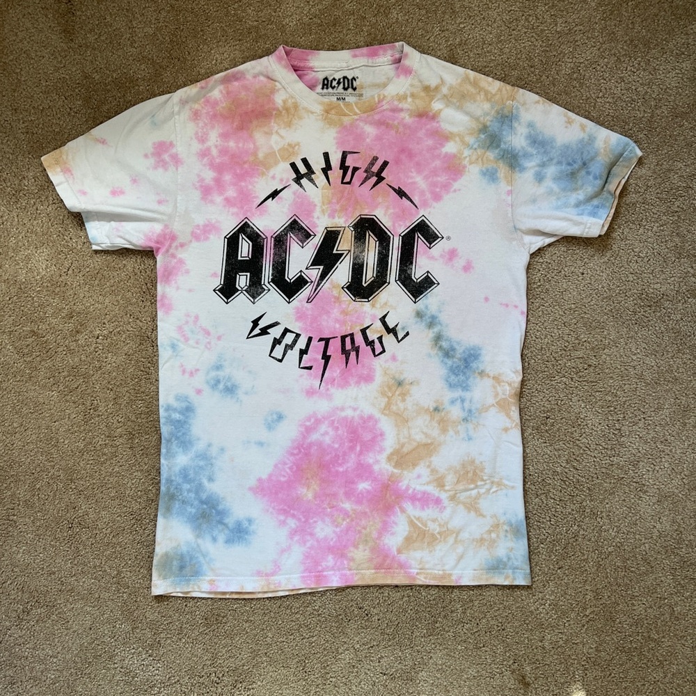 AC/DC Tie Dye Graphic T Shirt Size Medium